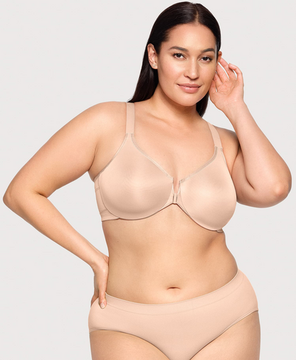 Front-Closure Posture Back WonderWire Bra - Cafe