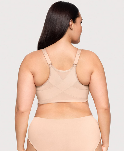 Front-Closure Posture Back WonderWire Bra - Cafe