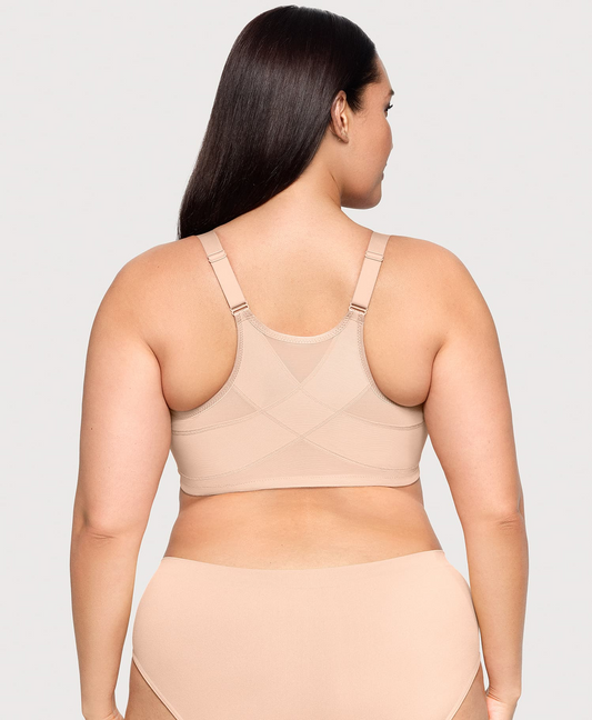 Front-Closure Posture Back WonderWire Bra - Cafe