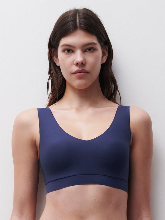 Soft Stretch Padded V-Neck Bralette - Marine Blue
