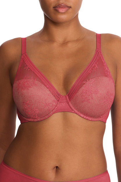 Love Lace Full Coverage Plunge T-Shirt Bra - Cherry/Buff