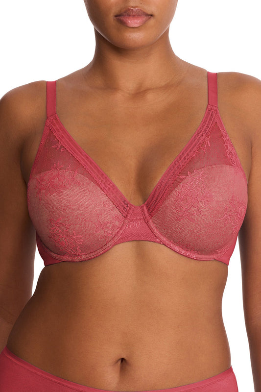 Love Lace Full Coverage Plunge T-Shirt Bra - Cherry/Buff