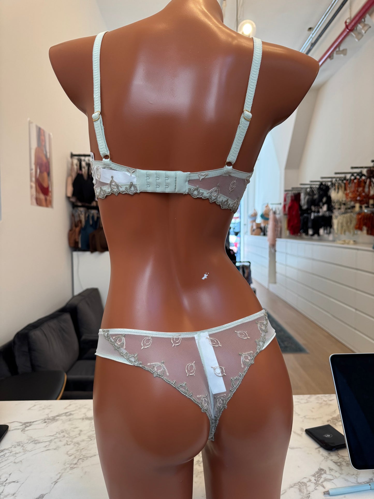 Champs Elysees Lace Thong - Powder Green