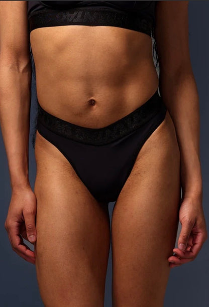 High Waisted Tucking Thong - Black