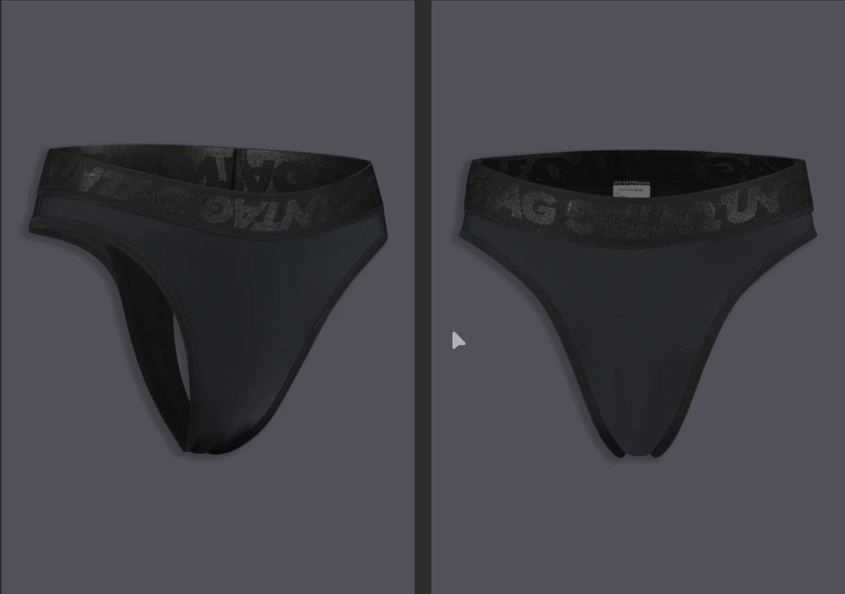 High Waisted Tucking Thong - Black