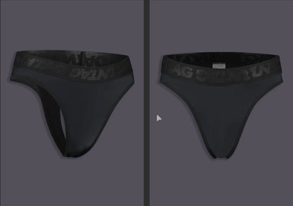 High Waisted Tucking Thong - Black