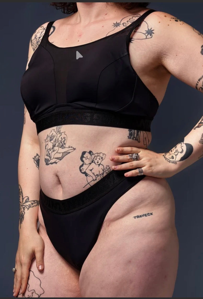 High Waisted Tucking Thong - Black