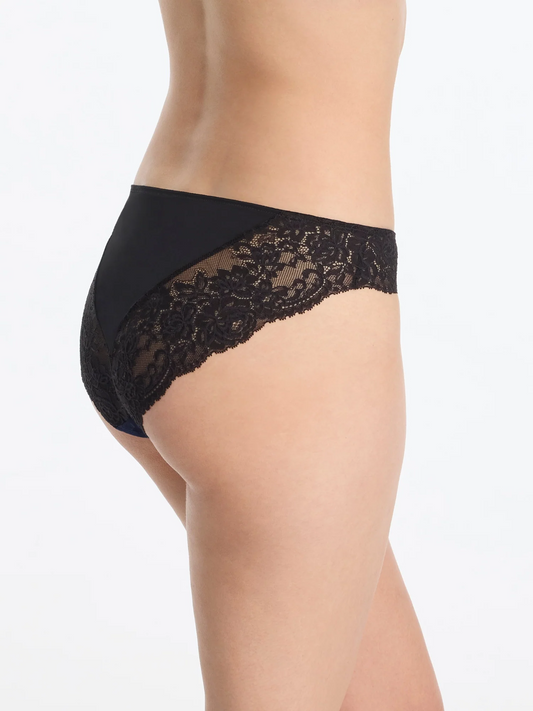 Captivate Satin Bikini Brief - Midnight/Black