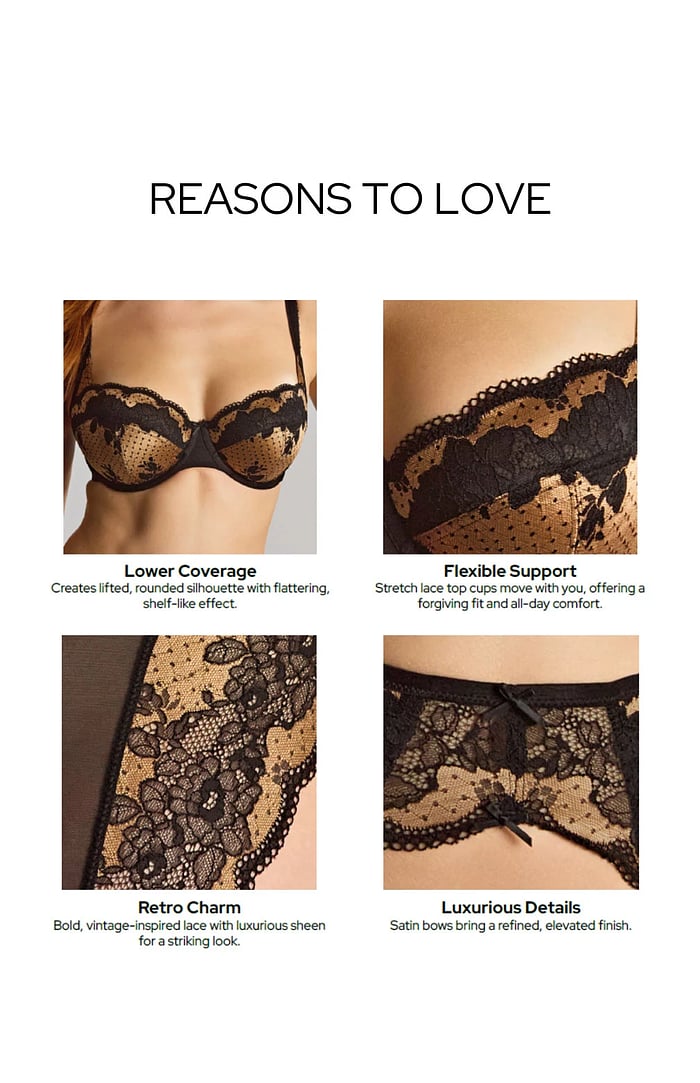 Clara Demi Balcony Bra - Black/Vintage Gold