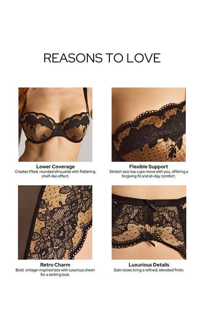 Clara Demi Balcony Bra - Black/Vintage Gold