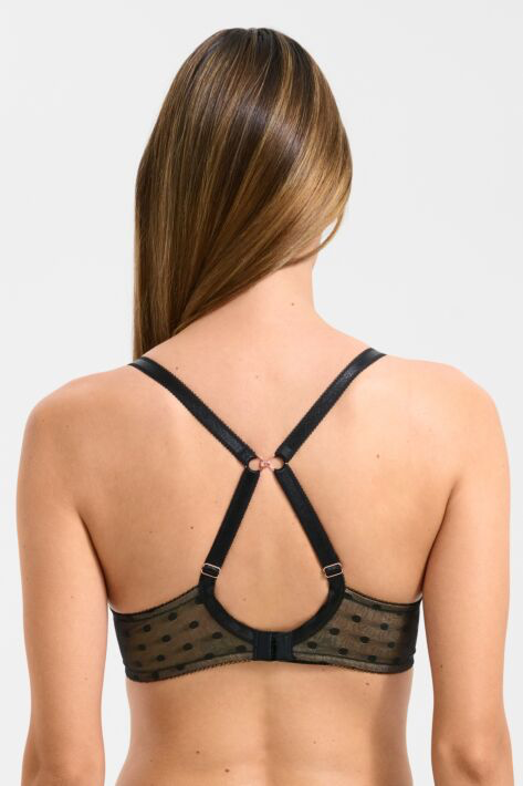 Retro Dots T-Shirt Bra - Black with Beige