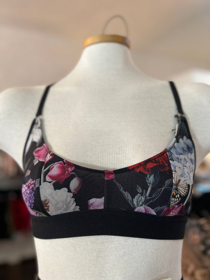 Printed Mesh Scoop Bralette - Garden of Eden