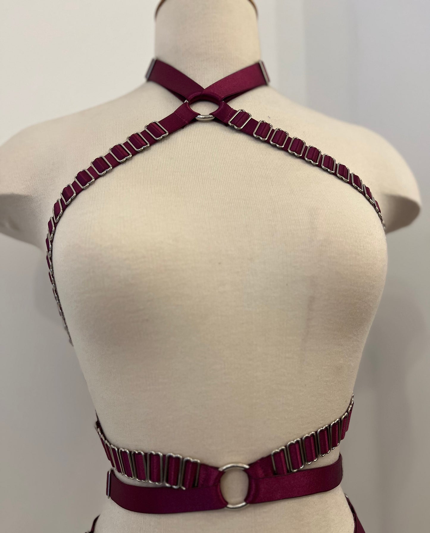 Ako Harness - Plum with Silver Hardware