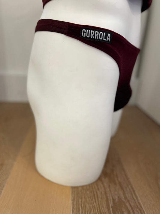 Velvet Thong  - Burgundy