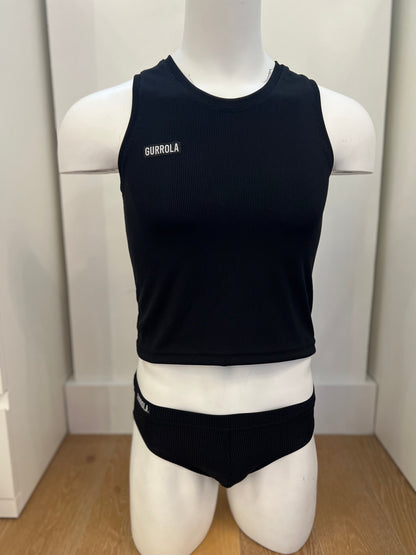 Ribbed Cami with Mesh Back - Black