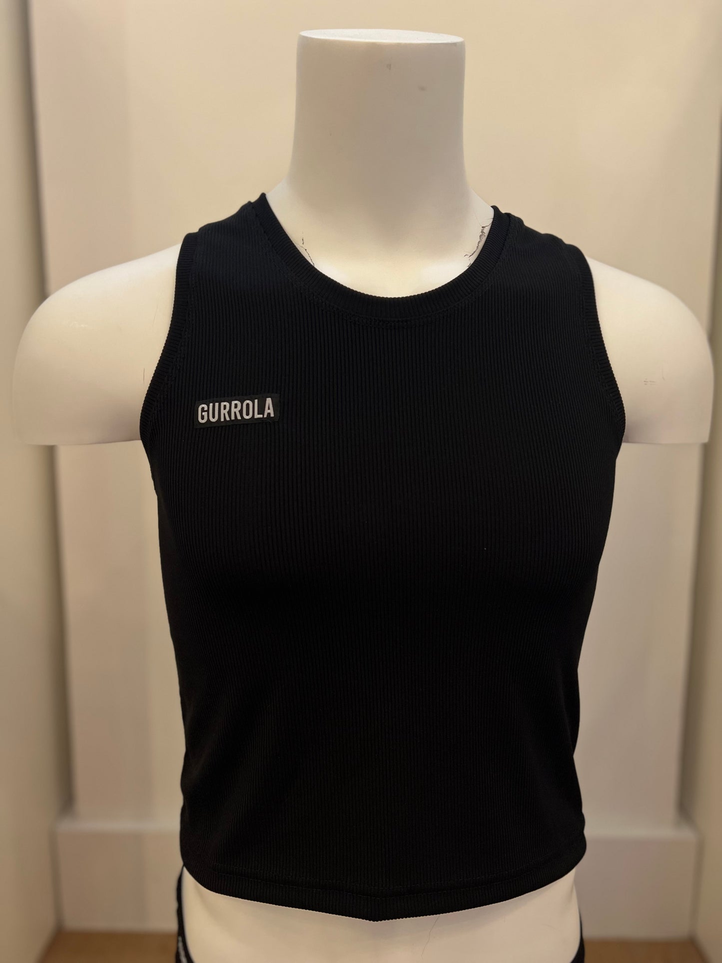 Ribbed Cami with Mesh Back - Black