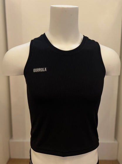 Ribbed Cami with Mesh Back - Black