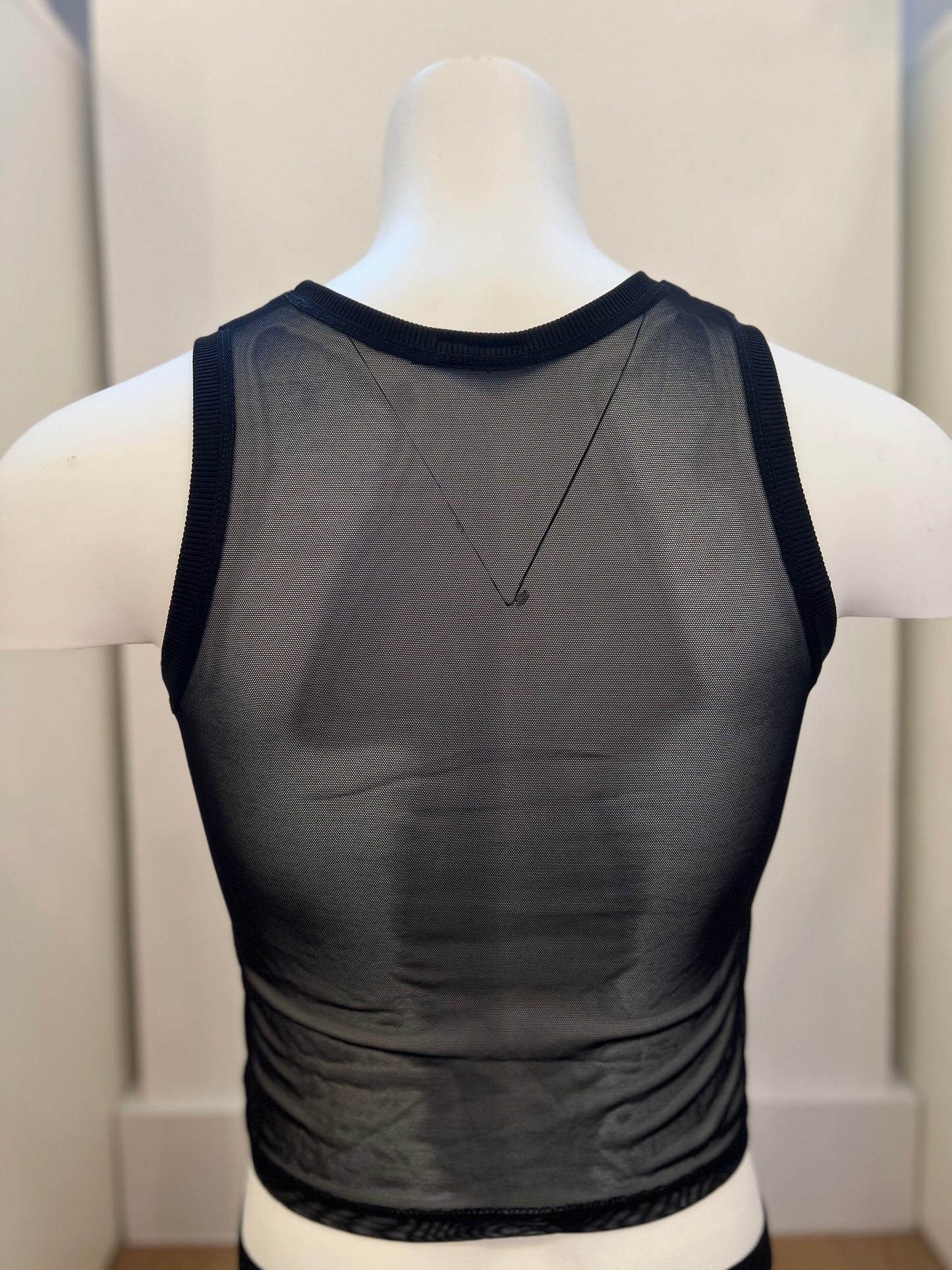 Ribbed Cami with Mesh Back - Black