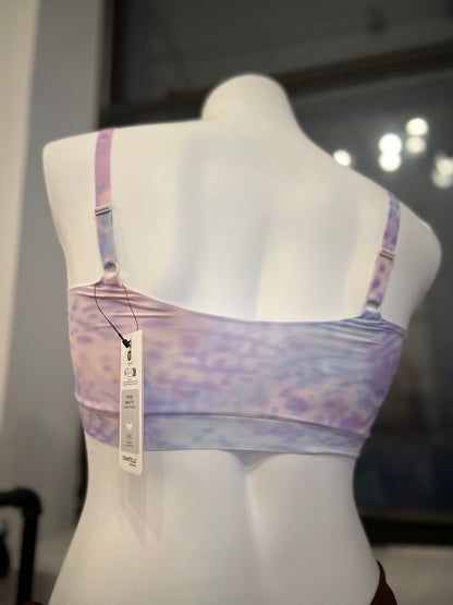 Soft Stretch Padded Bralette - Lilac Orchids Leopard Print