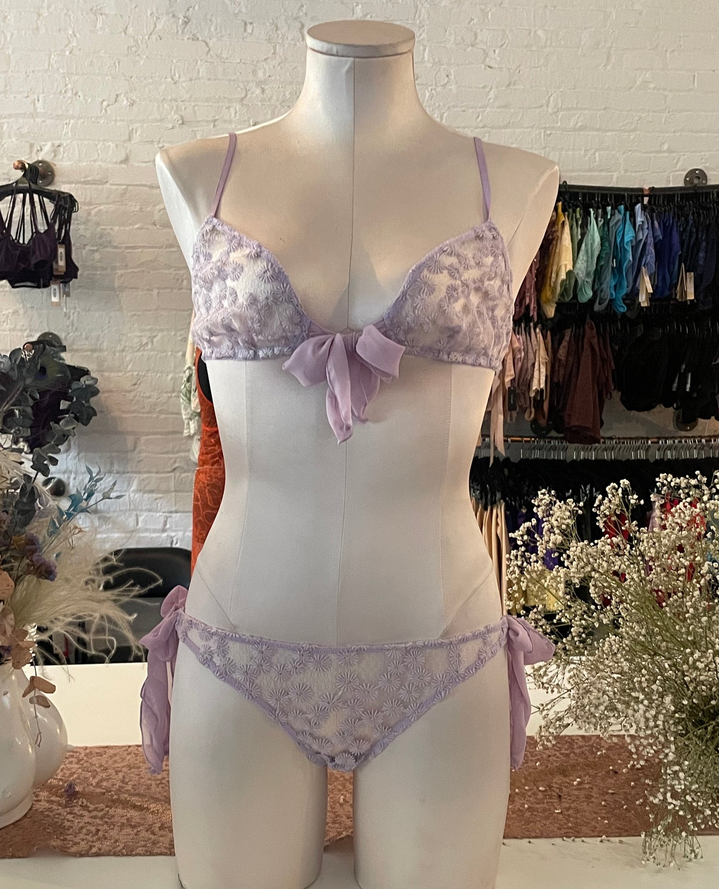 Isabel Embroidery Bowtie Bralette - Lilac Purple