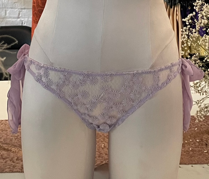 Isabel Embroidered Side-Tie Bikini Brief - Lilac Purple