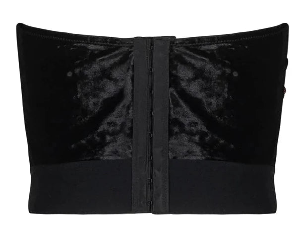Velvet Embroidered Aplique Underbust Bustier - Black