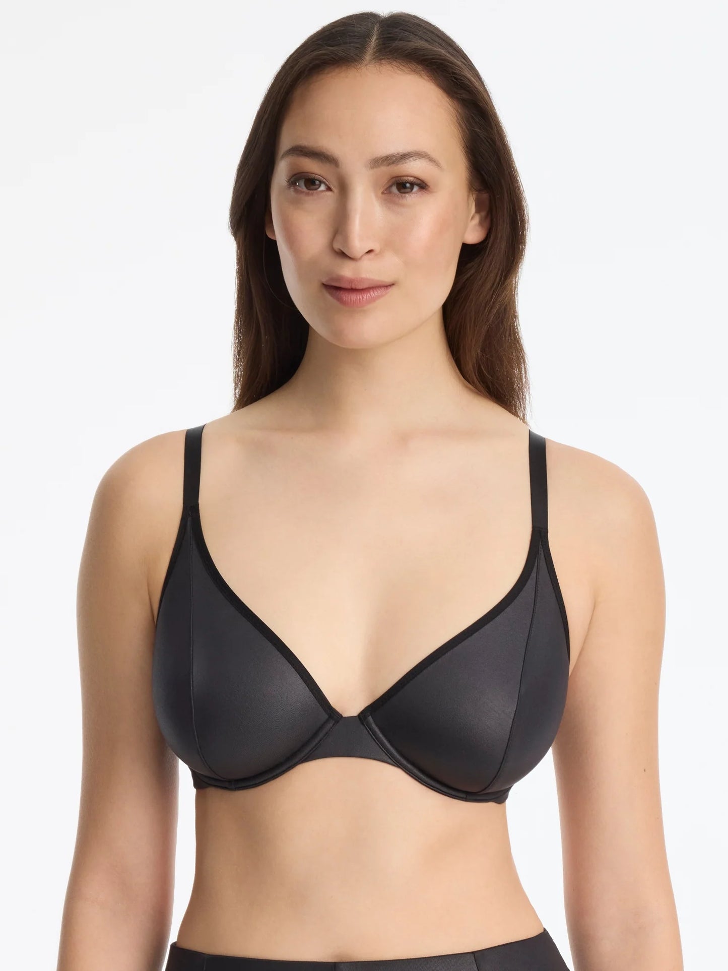 Late Night Faux Leather Unlined Bra - Black