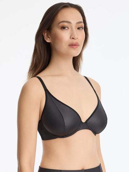 Late Night Faux Leather Unlined Bra - Black