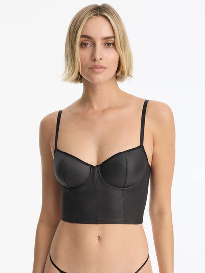 Late Night Faux Leather Cropped Cami - Black