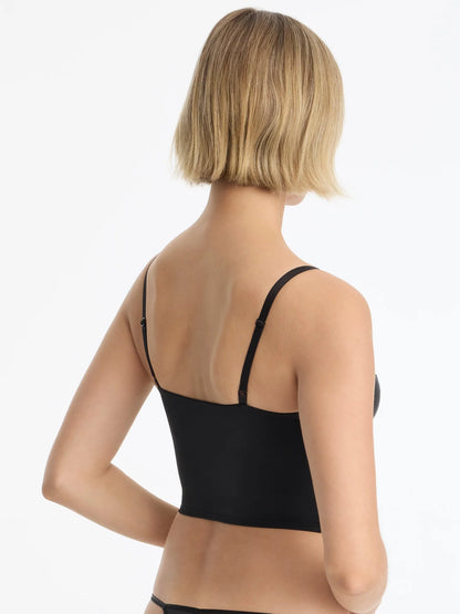 Late Night Faux Leather Cropped Cami - Black