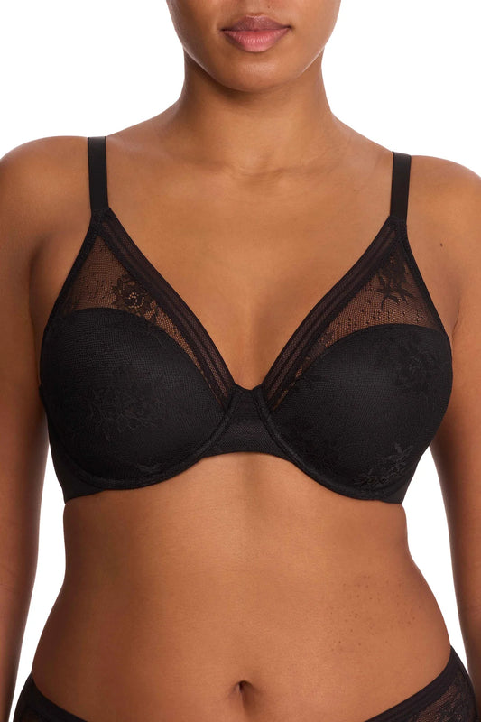 Love Lace Back Smoothing Plunge T-Shirt Bra - Black