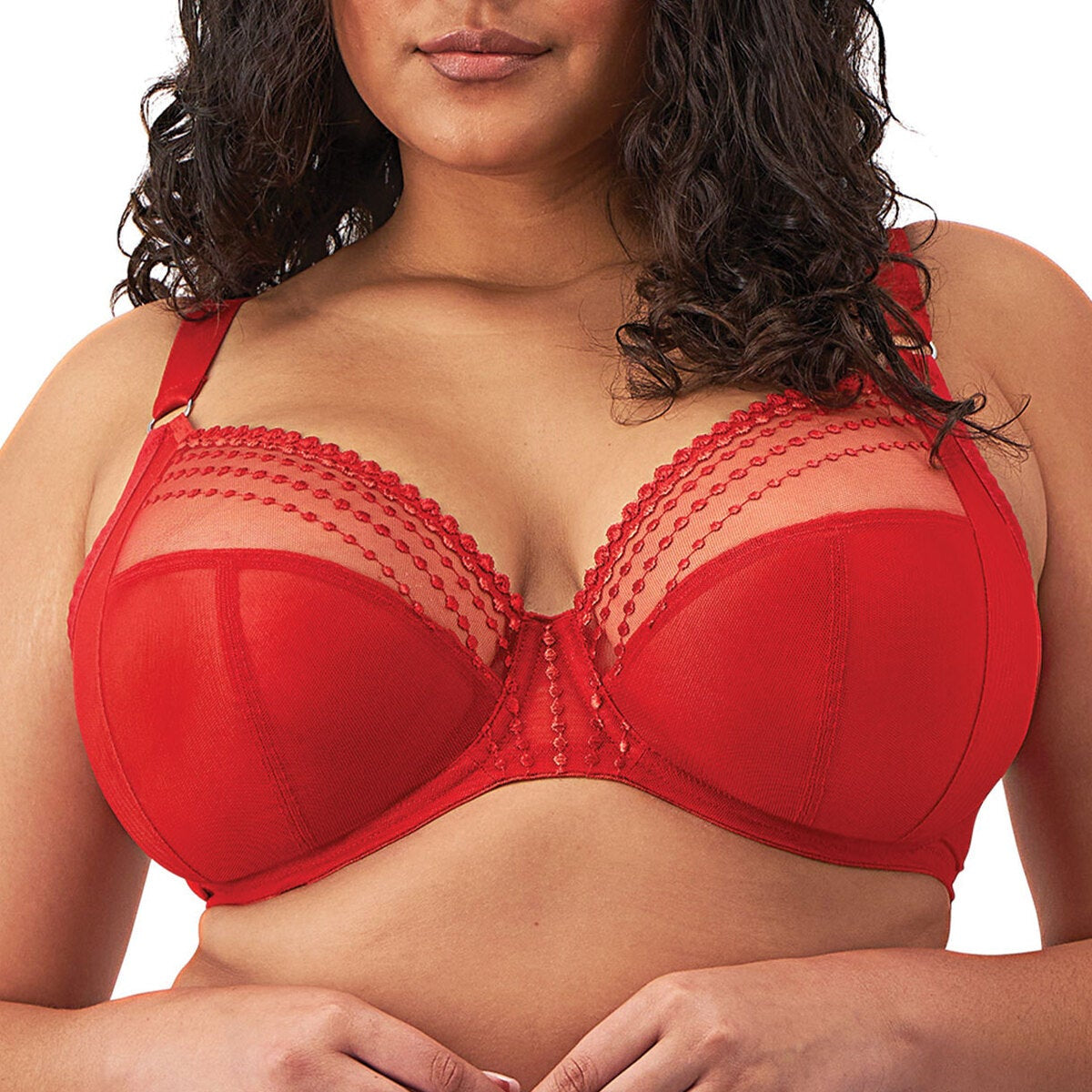 Red lingerie set on a white background