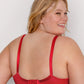 No-Show Lace Unlined Underwire Bra - Diva Red