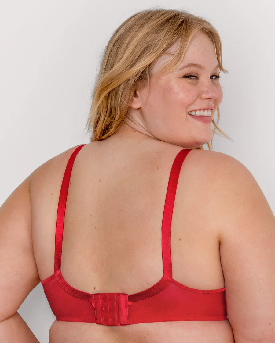 No-Show Lace Unlined Underwire Bra - Diva Red