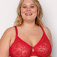 No-Show Lace Unlined Underwire Bra - Diva Red