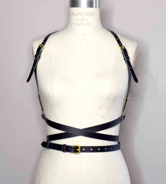 Nymph Wrapped Leather Harness - Black
