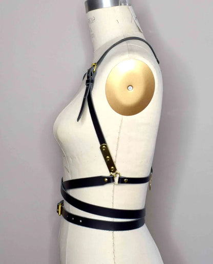 Nymph Wrapped Leather Harness - Black