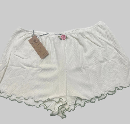 Millie Pearl Shorties Off White with Green Trim