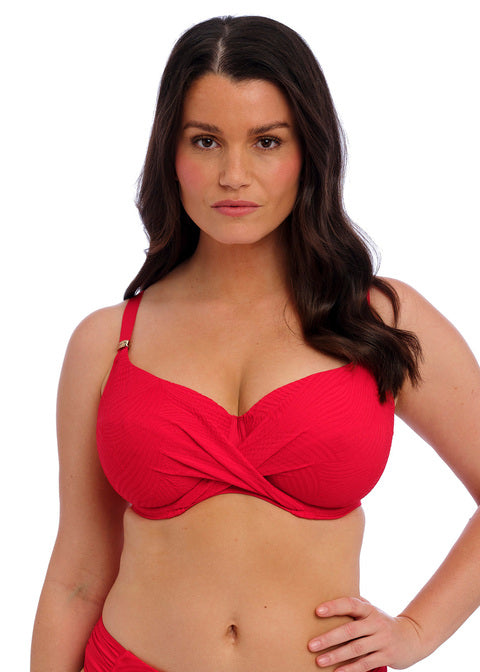 Ottawa Wrap Front Full Cup Bikini Top - Radiant Red