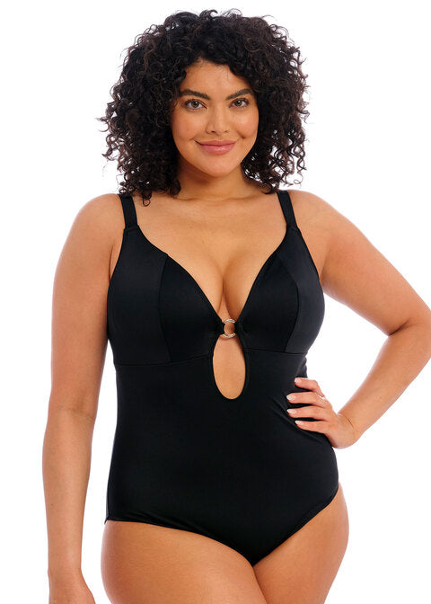 Plain Sailing Non-Wired Plunge One-Piece Swimsuit - Black