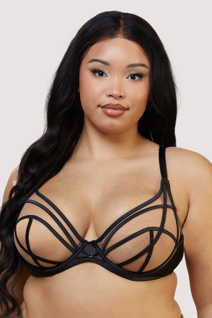 Ramona Black Mesh Plunge Bra - Black