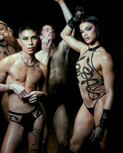 Medusa V-Cut Brief - Black/Butterscotch Nude