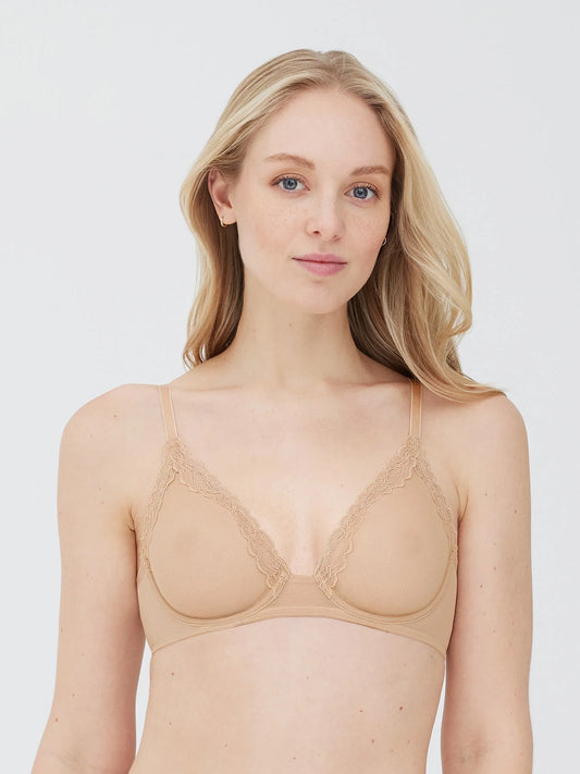 Passion Mesh Unlined Underwire Bra - Nude/Nylon/Beige
