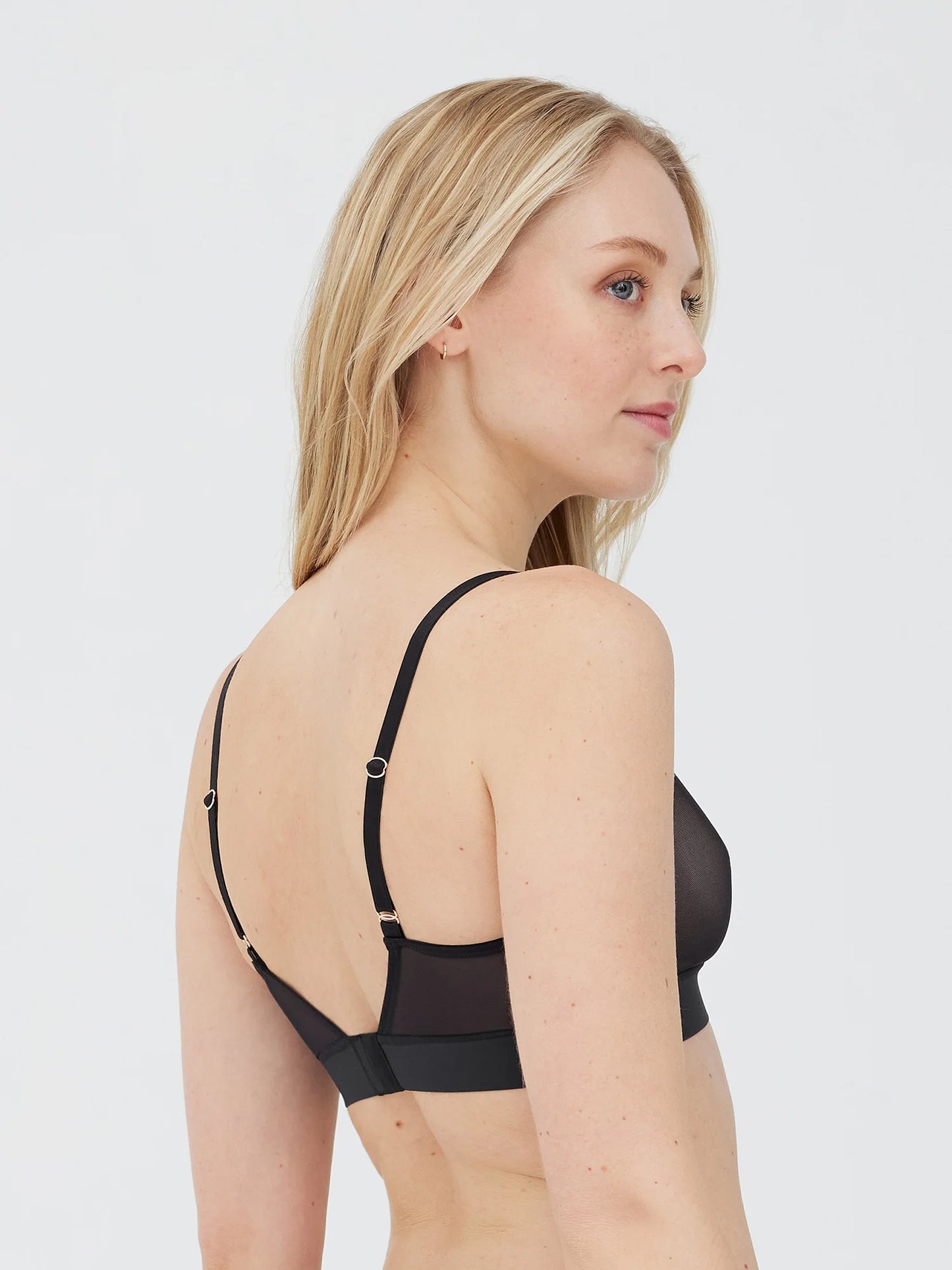 Passion Mesh Plunge Wireless Bra - Black