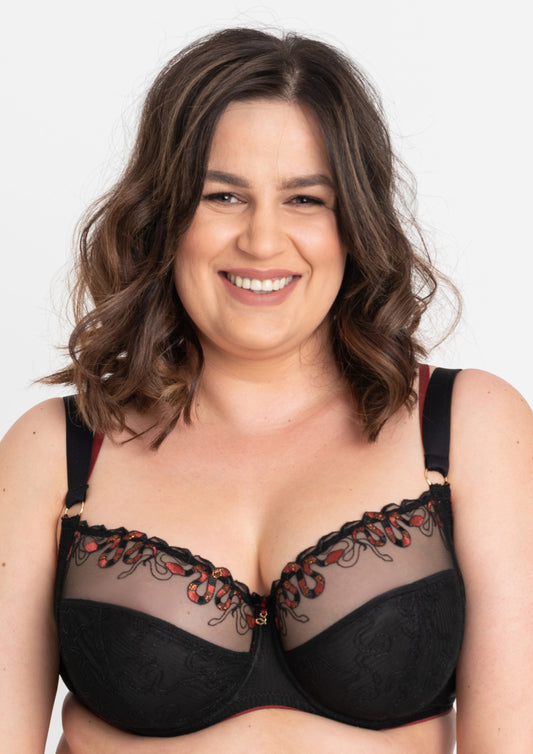 FIDI - SOFT Full CUP BRA - Black with Snakes