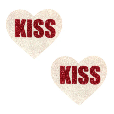 Kiss Angel White & Red Glitter I Heart U Nipple Cover Pasties