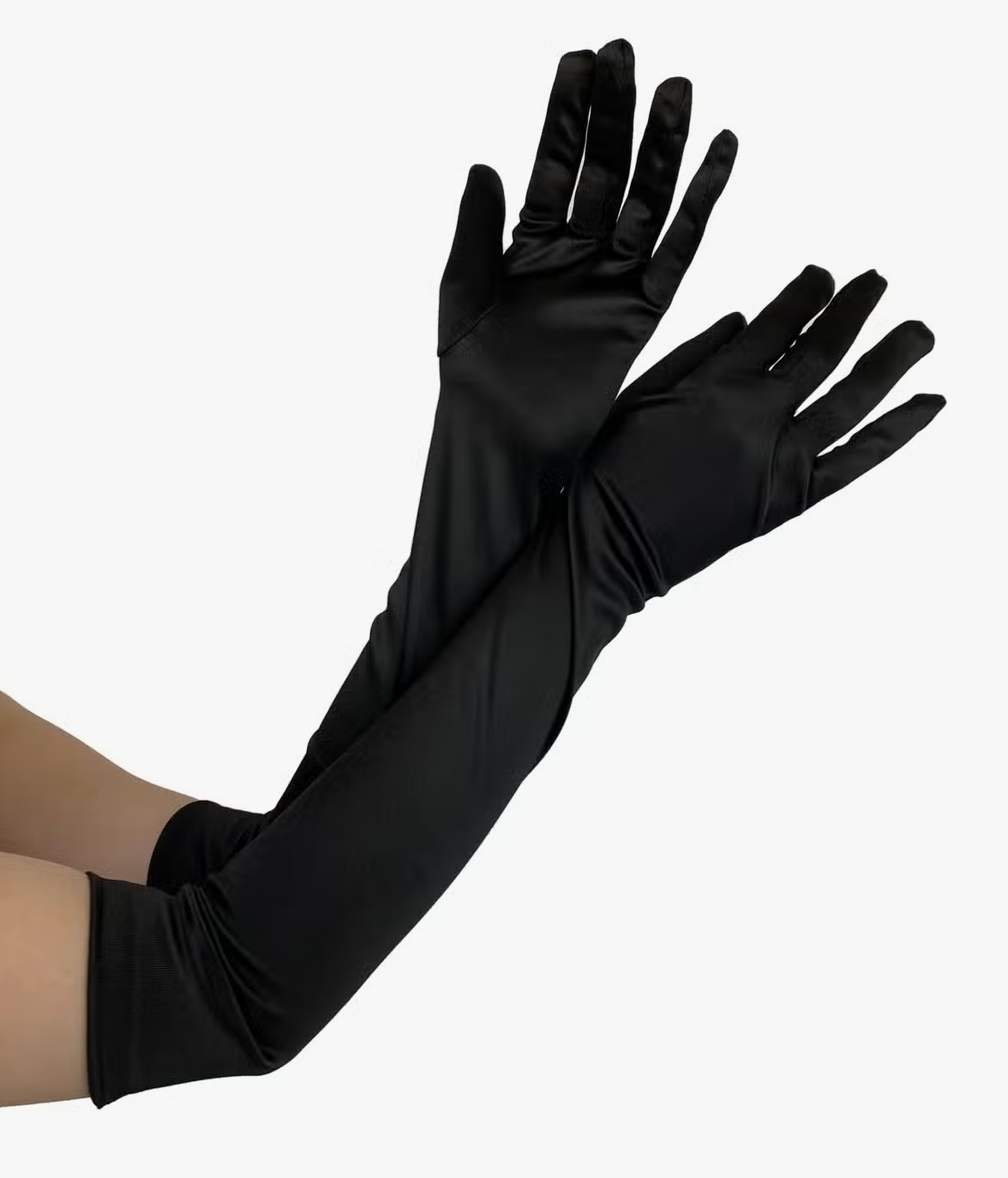 Satin Opera Length Gloves - Black