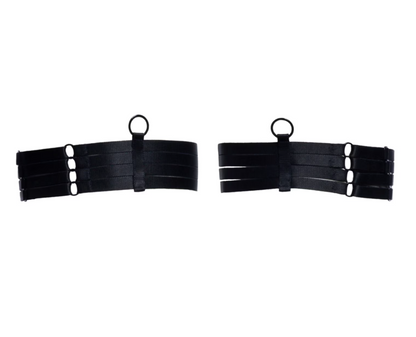 Bondage Leg Garters - Black w/ Black Hardware