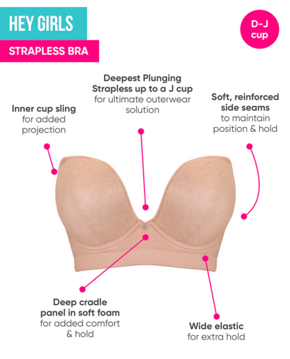 Hey Girls Super Plunge Strapless Bra - Latte Beige