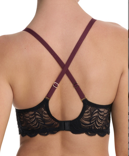 Persuasion Lightly Lined Plunge T-shirt Bra - Royal Fig/Burgundy Red/Black